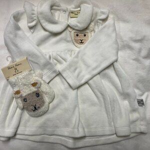 NWOT Patrick Francis Irish Sheep Ivory White Baby Dress Size 6-12M